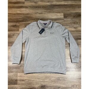 Ben Sherman's Mens XL Grey Heather Quarter Zip Pullover Polo Sweater NEW
